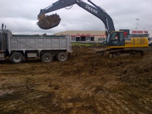 Clay soil being trucked away