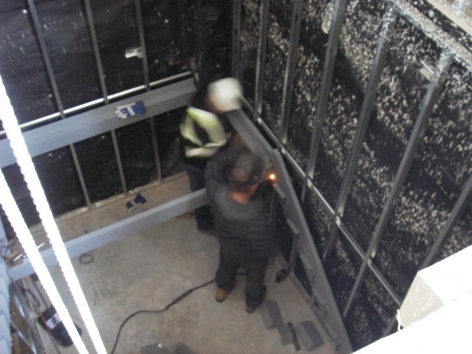 East stairwell being installed