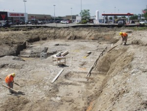 Preparing the forms for concrete