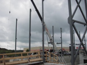 Large crane needed to erect the steel beams / supp