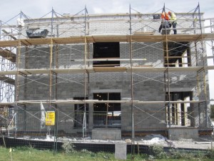 West side stone and brick being laid