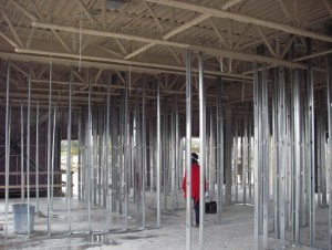 Steel studs in Stratford Dental space