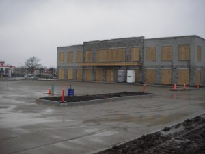 Parking lot view of entire building